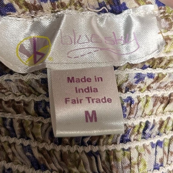 Blue Sky Dress Women's Medium Vintage Y2K Floral Patchwork Embroidered Boho - Picture 16 of 16